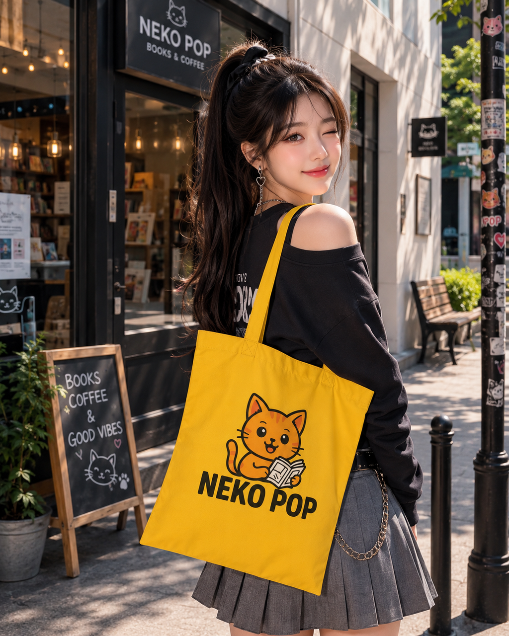 Neko Pop Borsa in Tessuto Cotone
