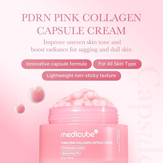 Medicube Crema Idratante per il Viso Salmon DNA PDRN Pink Collagen Capsule Cream 55 ml