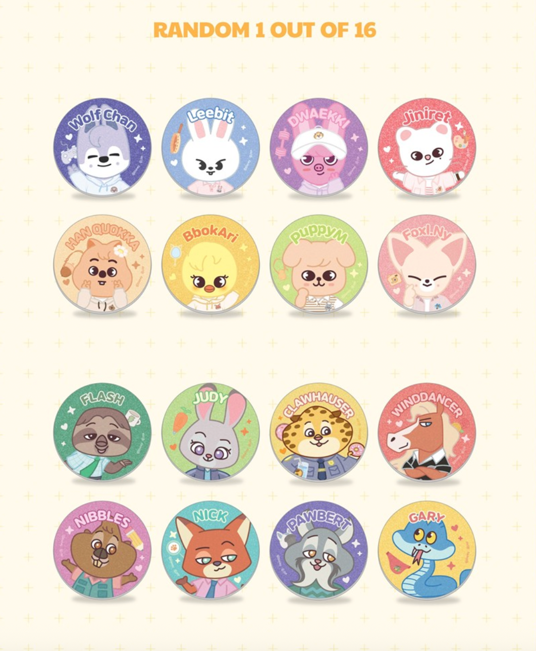 Stray Kids ZOOTOPIA2 | SKZOO SECRET GLITTER CAN BADGE (RANDOM)