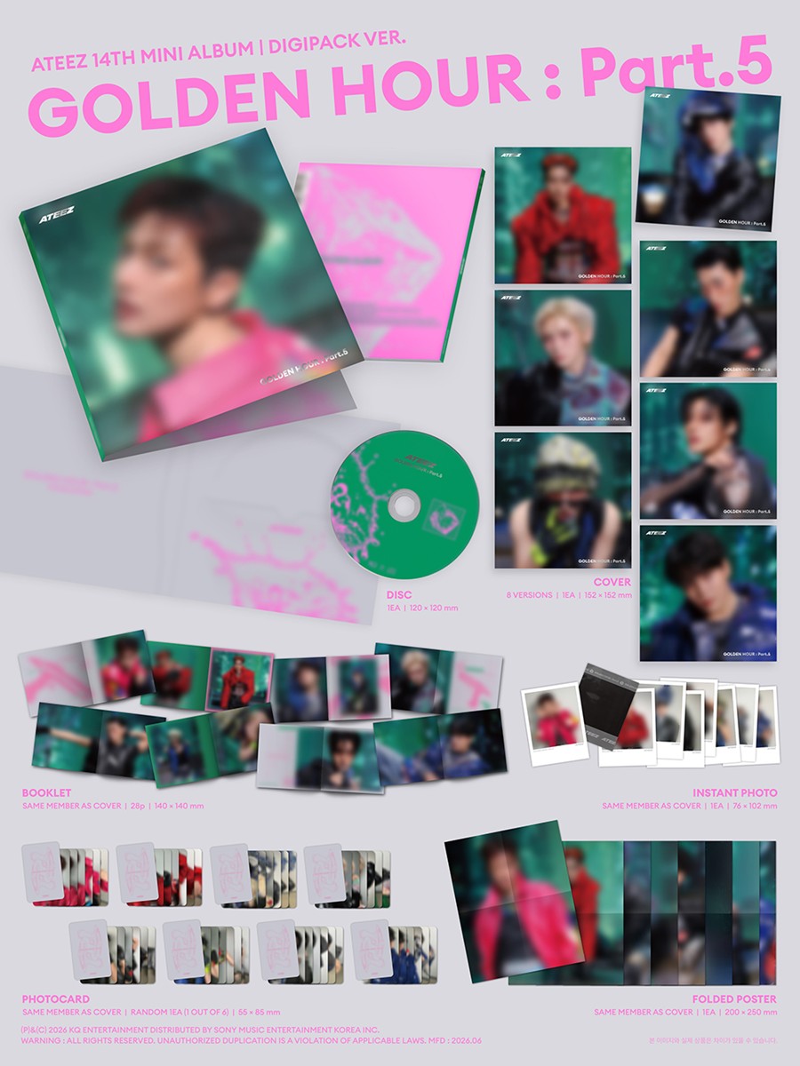 ATEEZ –  [SOUNDWAVE POB] 14th Mini Album [GOLDEN HOUR : Part.5] (DIGIPACK Ver.) (RANDOM)