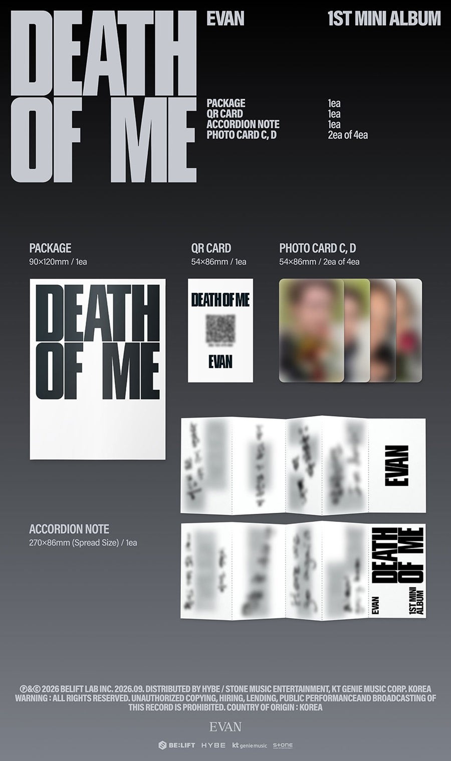 EVAN – 1st Mini Album [DEATH OF ME] (Weverse Albums ver.)