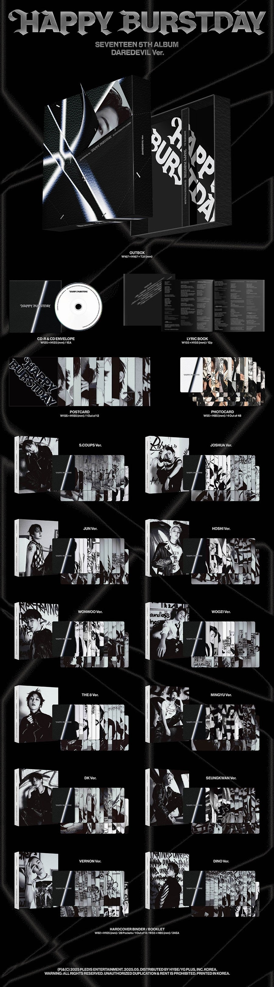 SEVENTEEN – 5th Album [HAPPY BURSTDAY] (DAREDEVIL Ver.)RANDOM