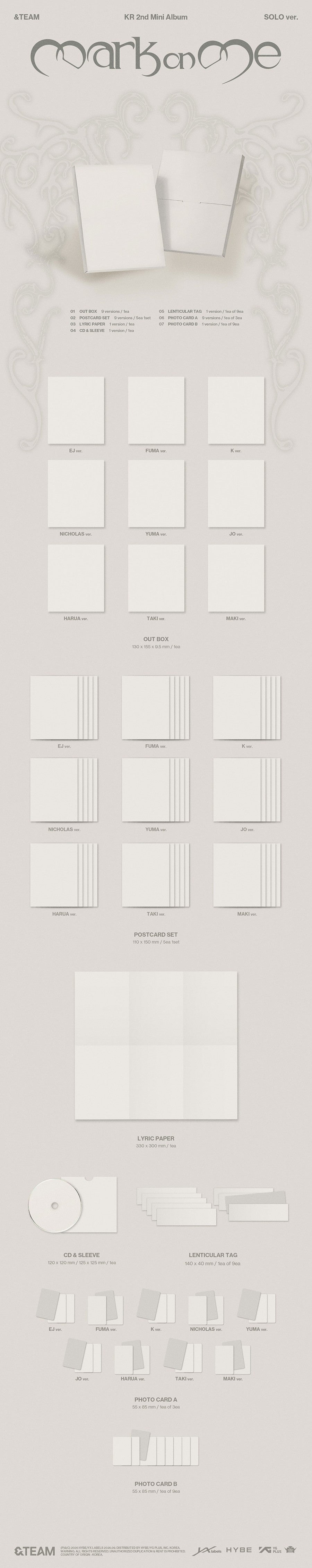 &TEAM – KR 3rd Mini Album [Mark on Me] (SOLO ver.)